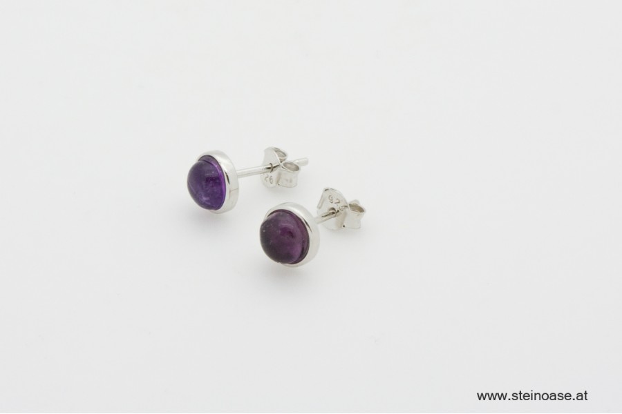 Ohrstecker Amethyst Cabochon Silber 6mm